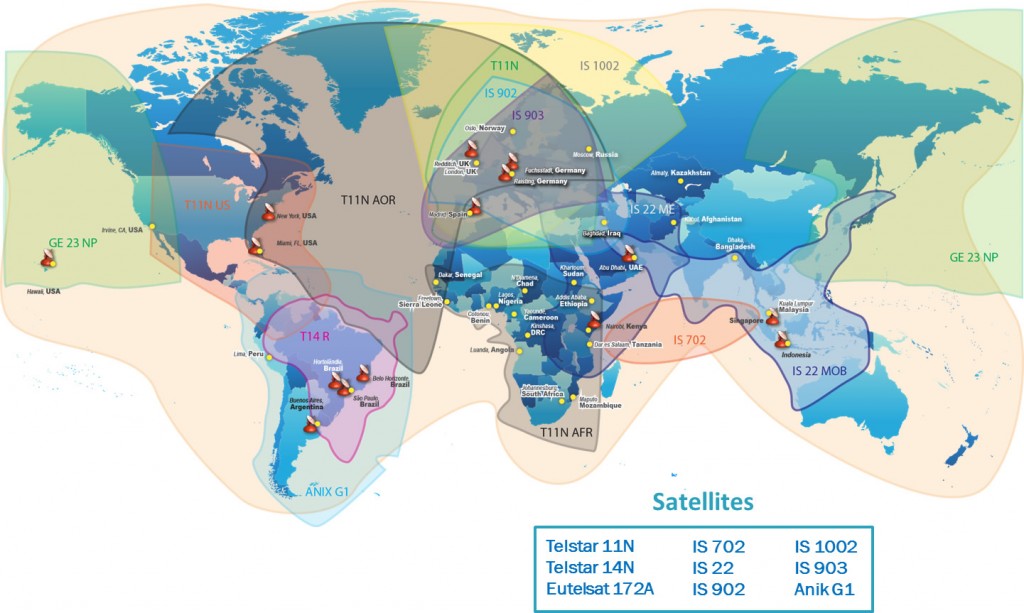 EMC Coverage Map Ku Band Satellites